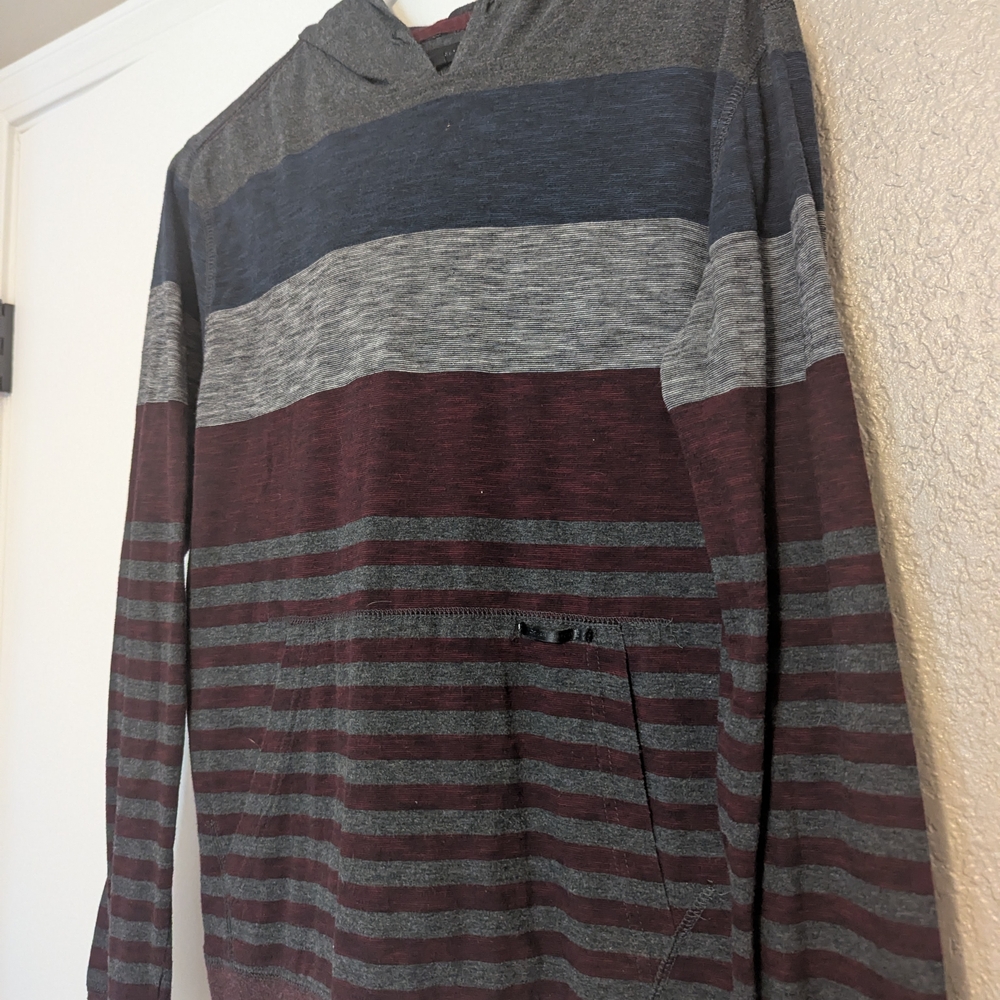 Striped Gray and Burgundy Men's Hoodie